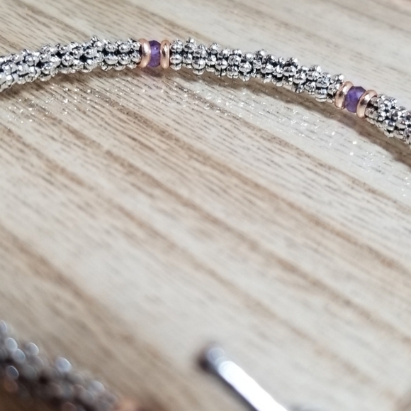 Beaded Amethyst & Rose Gold Gemstone Bracelet - Picture 6 of 6